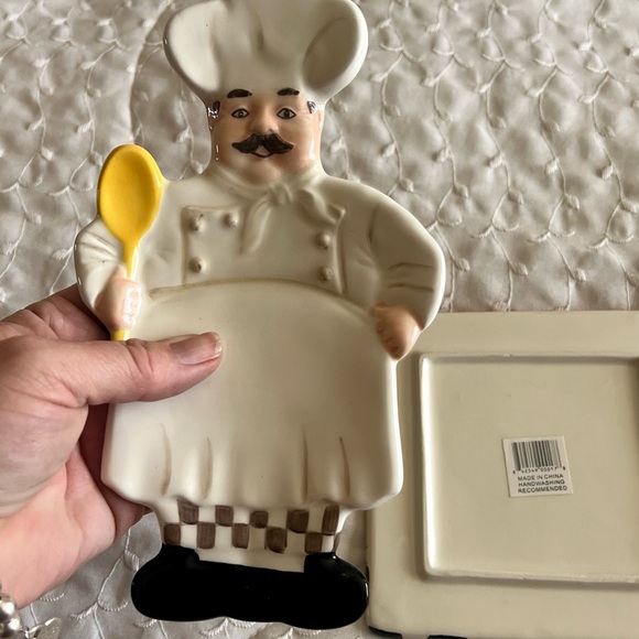 Chef-Themed Kitchen Spoon Rest and Trivet Set - Picture 2 of 4
